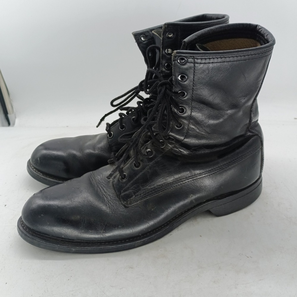 Addison Shoe Co Black Leather Combat Boots Mens 10N Military  USA 1983 s15
